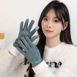 Gants d'hiver pour femmes, doublés de polaire, épais, chauds, mignons, en daim et velours, pour écran tactile, pour vélo électrique, résistants au froid, YR - Product Image 3