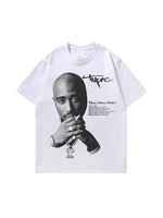 Camiseta de Manga Corta Holgada Estilo Hip Hop Rap, Impresa con Spray Directo, Marca de Moda, Lavada, Resistente, Estilo Americano