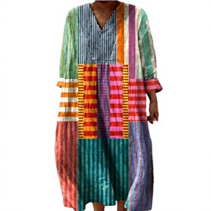 PROMISTAR Ensemble Kaftan Deux Pièces Ample en Polyester Respirant pour Femme, Robe Imprimée avec Foulard, Vente Chaude, Robe Africaine - Product Image 2