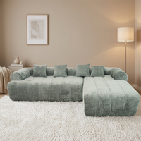 Canapé modulaire sectionnel moderne et durable, compressé sous vide, avec design côtelé, livré en boîte pour appartement