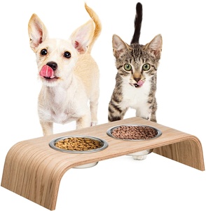 Support surélevé en bois pour animaux domestiques, dispositif de guérison avec bols, pour chats et petits chiens - Product Image 1