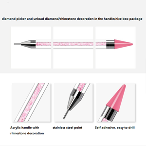 Stylo à double embout pour nail art, applicateur de strass et de cristaux, avec manche en acrylique, outil de manucure - Product Image 3