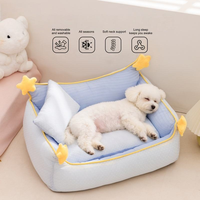 Canapé-lit pour animaux de compagnie en coton nuageux à rayures, grand lit pour animaux de compagnie, chaud toute l'année, pour chats et chiens