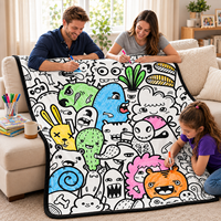Nouvelle Couverture à Colorier DIY Monstre de Dessin Animé – Couverture Amusante à Gribouiller avec Marqueurs pour Activités Créatives à Domicile et Cadeaux DIY