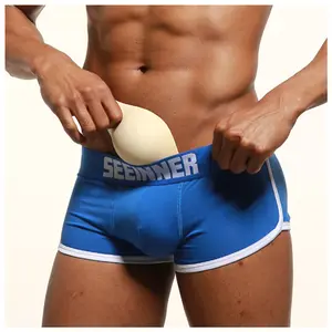 Hombre Pantalones cortos Boxer mejorar relleno mejora almohadillas Mens calzoncillos potenciador del culo ropa interior acolchado hombres