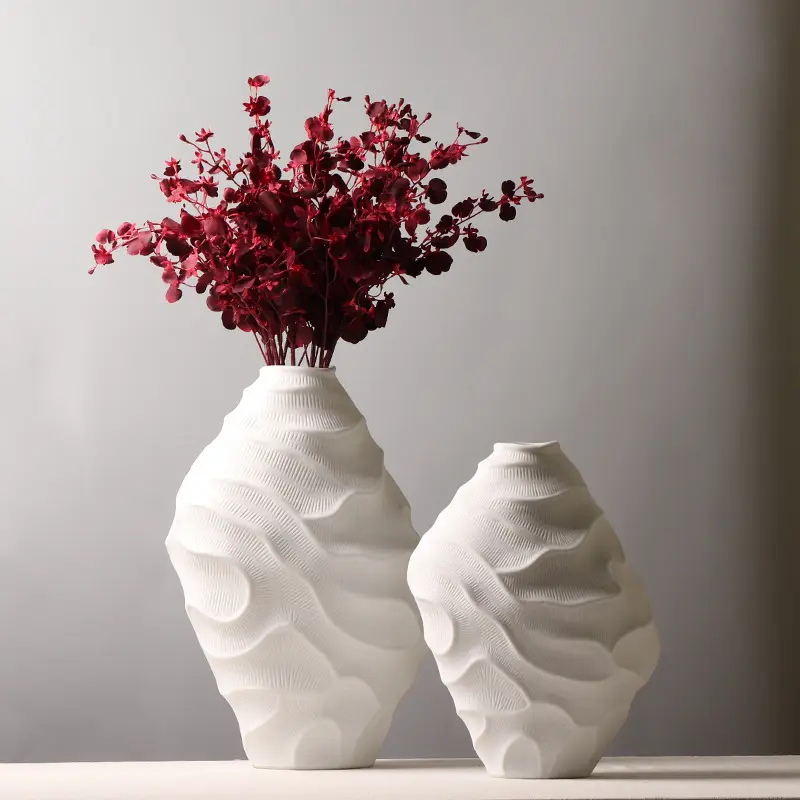 Fábrica de cerámica al por mayor, 3D jarrón de impresión, decoración moderna para el hogar, jarrón de cerámica, flor, decoración del hogar