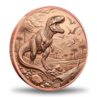 Pièce de collection ronde en cuivre fin 999 de 1 oz, ultra haute définition, dinosaure 3D, vente en gros en vrac