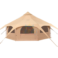 Tente de camping en plein air, auvent imperméable à l'eau, grande tente cloche Oxford avec renfort coupe-vent pyramide yourte tente auvent
