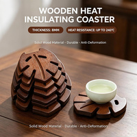 Ensemble de dessous-de-plat en bois avec support, 7 pièces, dessous-de-plat en forme de feuille de Monstera, résistants à la chaleur, pour la cuisine, la salle à manger et le café