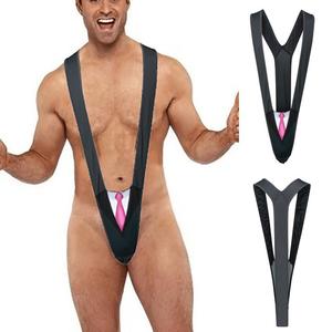 Sous-vêtements sexy pour hommes, style combinaison string avec lien, taille mi-haute, en polyester, pour costume de jeu de rôle - Product Image 1