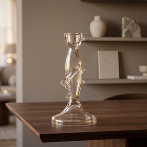 Support de bougie conique en verre transparent fait main, résistant à la chaleur, vide, pour la décoration de la maison, des mariages et des hôtels - Product Image 2