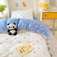 Ensemble de literie en microfibre brossée 100% polyester, classe A, motif ours mignon, réversible, ensemble de housse de couette 4 pièces