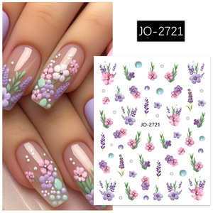 Nagel blumen aufkleber Bunte selbst klebende Rückseite Chrysantheme Bienen nagel aufkleber Hand gezeichnete Nagel kunst - Product Image 2