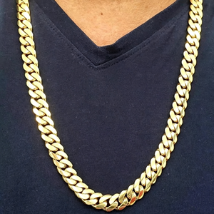 Hip Hop estilo 16MM Miami cadena brillo brillante 14K 18K oro sólido venta al por mayor cadena de eslabones cubanos para hombres y mujeres - Product Image 1
