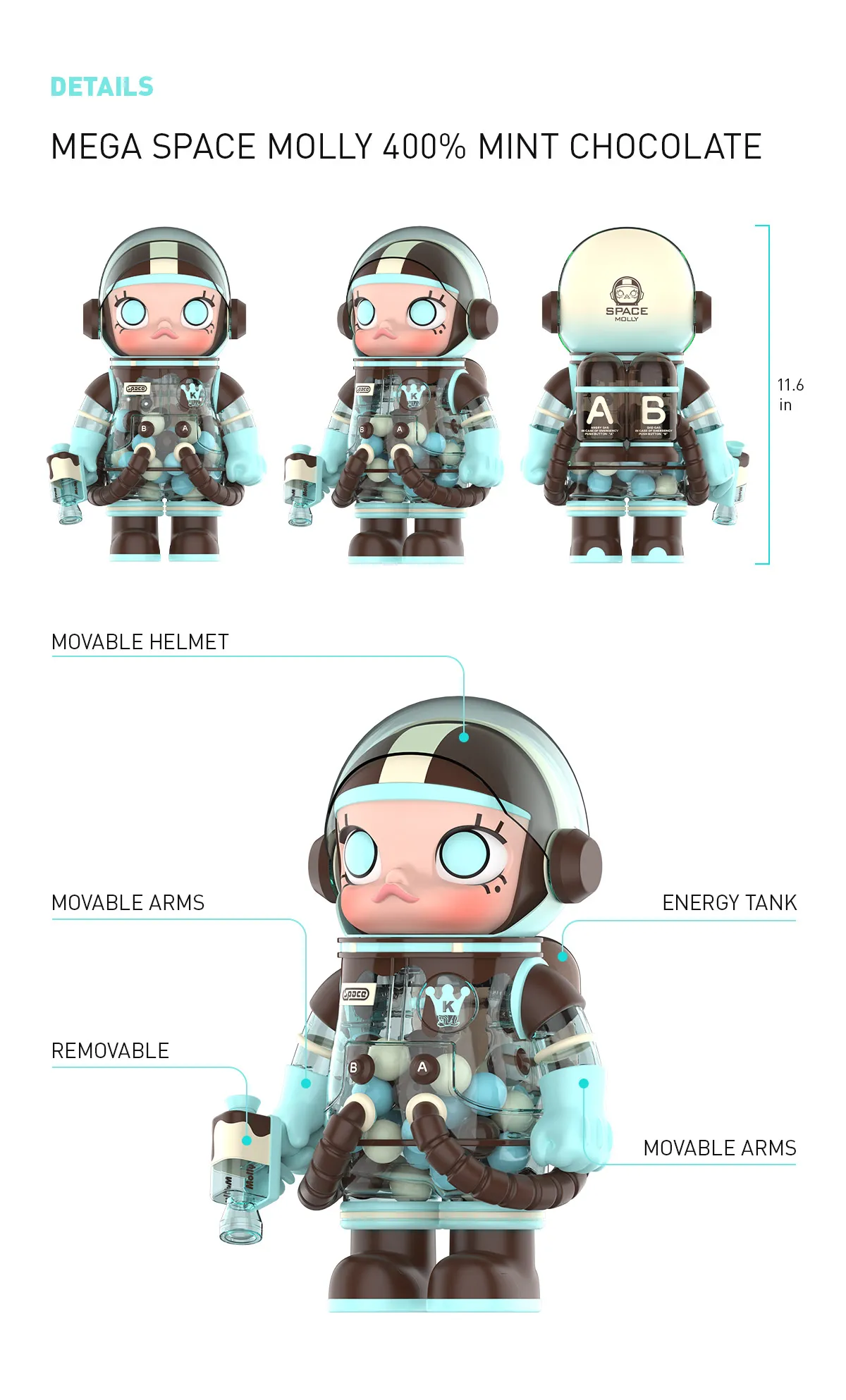 Pop Mart MEGA SPACE MOLLY 1000% Mint Chocolate Figure