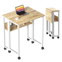 Table d'étude pliante en métal avec surface en bois et étagère pour salon, appartement - YODA YD-ID202N