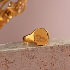 Diseño único Parejas Regalo Chapado en oro Anillos de forma geométrica Darling de acero inoxidable Hecho de anillos de letras mágicas para mi hijo - Product Image 2