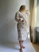 Bata de Forro Polar de Algodón con Estampado Personalizado, Talla Única, Ropa Cómoda para el Hogar para Personas Mayores, con Cinturón, Bata para las Temporadas de Invierno