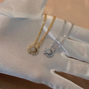 Collier Soleil et Lune en Laiton Plaqué Or Qiuhan <span class=keywords><strong>pour</strong></span> Couples, Meilleurs Amis, Pendentifs Assortis Promesse Lui et Elle, Lots en Gros - Product Image 6