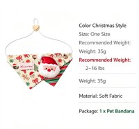 Pañuelo de Navidad para mascotas, suave, reversible, triangular, con adorno 3D de Papá Noel, hebilla ajustable, collar de entrenamiento para mascotas, moderno e impermeable