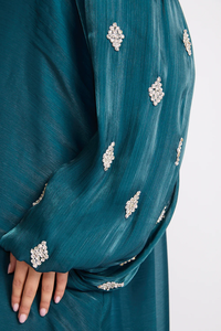 Abaya musulmana de lujo con mangas de cristal bordadas a medida, cuello redondo, para mujer, pashmina abaya dubai, al por mayor. - Product Image 2