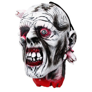 Cabeza de Zombi de Látex para Halloween, Decoración con Piel Agrietada Blanca, <span class=keywords><strong>Ojos</strong></span> <span class=keywords><strong>Ensangrentados</strong></span>, Boca Sangrienta, Detalles de Carne Desgarrada, Doble Uso - Product Image 5