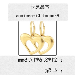 Pendientes de aro con forma de corazón hueco y tono dorado de 18 quilates para mujer, joyería de moda para fiesta - Product Image 2
