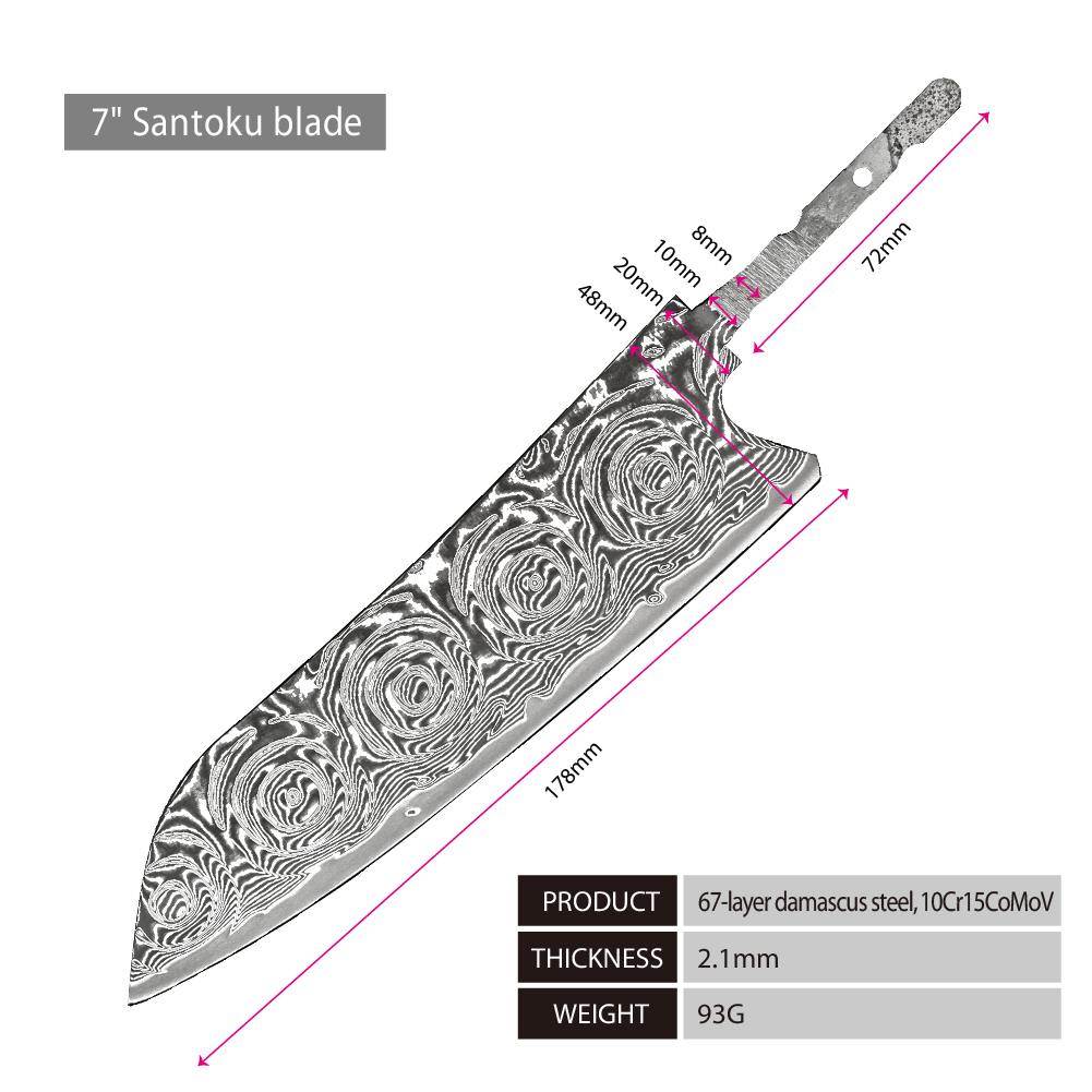 lame Santoku argentée 7"