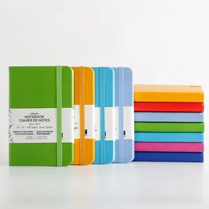 2023 Nieuwe Aankomst Stationaire Pocket Lay Flat Planner A6 Aangepaste Hardcover Lederen Dagboek Notebook Met Zak