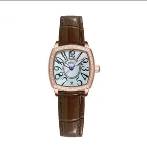 Reloj de cuarzo para mujer con esfera cuadrada con incrustaciones de diamantes y números marrones, resistente al agua 2024 - Product Image 1