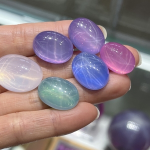 พลอยสังเคราะห์ทรงรีแบบหลวม คัตติ้งแบบคาโบชอง สีเขียว ชมพู แดง น้ำเงิน รูปดาว - Product Image 6