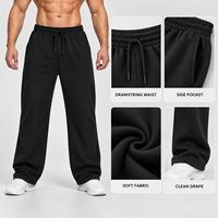 Pantalon de survêtement homme vierge à logo personnalisé, coupe droite, ourlet ouvert, coupe ample, cordon de serrage, fabricant OEM, fournisseur en gros pour marques