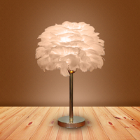 Lampe de table moderne à LED à intensité variable alimentée par courant continu, style nordique simple, avec plumes d'oie, pour l'éclairage de la chambre à coucher et du salon