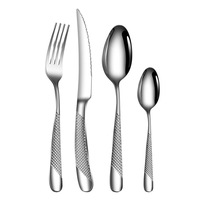 Ensemble de couverts modernes minimalistes en acier inoxydable Star-Diamond pour dîner occidental, finition miroir dorée