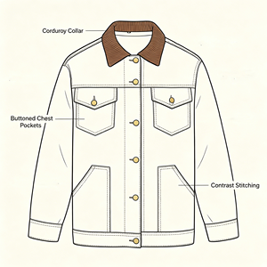 BSCI GRS Certified OEM Custom <strong>Men's</strong> High-Quality Raw Denim <strong>Jacket</strong> with Corduroy Collar Workwear <strong>Trucker</strong> Style for <strong>Men</strong> - Product Image 4