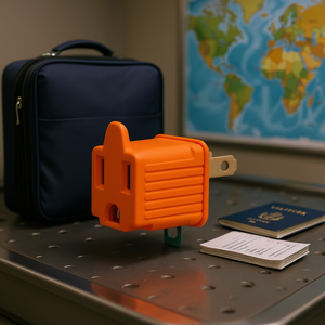 Ensemble d'adaptateurs de voyage universels Volteck avec 6 unités dans un sac de transport, convertisseurs de prise 3 en 2 pour une utilisation internationale, plastique orange, 10 - Product Image 2
