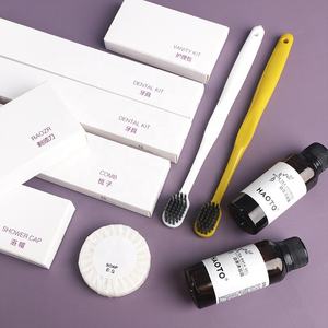 Set di Articoli da Toilette Ecologici Usa e Getta in Bambù e Plastica per <span class=keywords><strong>Hotel</strong></span>, Casa Vacanze, <span class=keywords><strong>Kit</strong></span> da Bagno Portatile per Ospitalità e Viaggi, Carta Bianca - Product Image 3