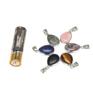 Perhiasan Fashion Desain Baru Pesona Perak Plating Kuningan Bezel Batu Permata Alami Liontin Air Mata - Product Image 2