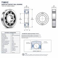 Rodamiento de bolas de contacto angular de sección delgada JYJM OEM 71801C 12x21x5mm 15 grados, piezas de motor de husillo CNC de alta precisión al por mayor