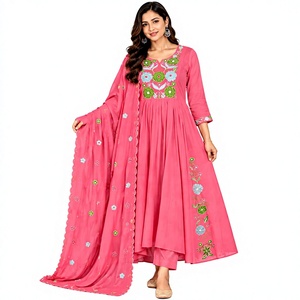 Dhwaja Export <b>Women</b> MUL CHANDERI WITH WORK <b>KURTI</b> PAIR - Product Image 1