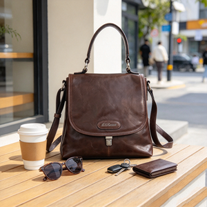 Bolso de Mano Vintage Marrón Oscuro con Solapa, Bolso Retro con Asa Superior y Correa Cruzada Ajustable Desmontable para el Trabajo y Viajes - Product Image 3