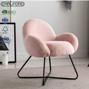 CARLFORD chaise d'appoint moelleuse en fausse <span class=keywords><strong>fourrure</strong></span> <span class=keywords><strong>fauteuil</strong></span> tufté rose pour salon chambre appartement hôtel école en plein air - Product Image 2