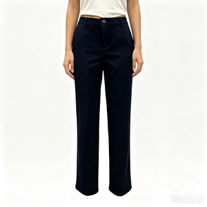 <span class=keywords><strong>Pantaloni</strong></span> da <span class=keywords><strong>Donna</strong></span> in French Terry <span class=keywords><strong>Blu</strong></span> <span class=keywords><strong>Navy</strong></span> a Gamba Dritta con Vita Alta, Chiusura a Zip e Passanti per Cintura, Casual e Comodi - Product Image 2