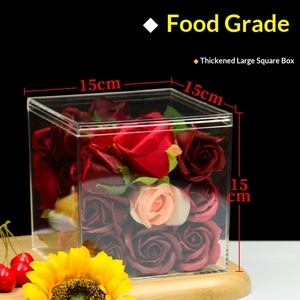 Boîte de présentation carrée transparente en acrylique de qualité alimentaire, couvercle de 15 cm, boîte de rangement, boîte à bonbons pour mariage, boîte cadeau, personnalisable - Product Image 3