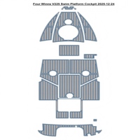 Tapis de pont en mousse EVA imitation teck pour plateforme de bain et cockpit de bateau Four Winns V225, style SeaDek MarineMat Gatorstep, auto-adhésif