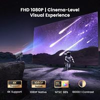 Projecteur Android 13 en promotion, 4800 lumens, 1080P natif, design cylindrique portable, correction automatique de la distorsion trapézoïdale, double Wi-Fi, BT5.0, home cinéma