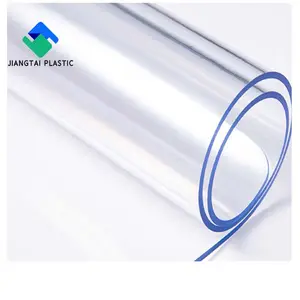 Jiangtai plastik şeffaf yumuşak pvc film rulo açık süper net film vinil su geçirmez plastik PVC rulo