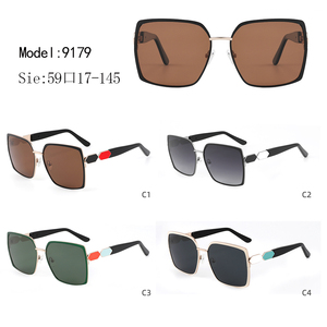 Custom Logo Square Metal <b>Sunglasses</b> Retro <b>Oversized</b> Full Rim Polarized UV Protection Unisex Sun Glasses - Product Image 3