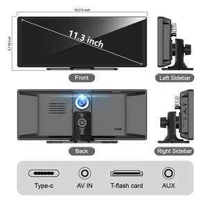 11.30 "không dây Carplay 4K GPS theo dõi phát lại đa-ui ADAS Carplay GPS navigation Dual record DVR - Product Image 5