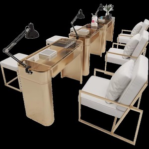 JINCHENG Juego de Mesa y Silla para Uñas, <span class=keywords><strong>Manicura</strong></span> Simple de Mármol Doble, Colores Personalizados Individuales para Tienda de Uñas - Product Image 5